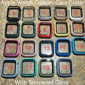 Apple Watch Case Color Hologram Glitter Design Case with Tempered Glass (WILL NOT Fit SERIES 10)