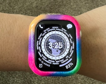 Apple Watch Custom Case Bumper Series 3/4/5/6/7/SE/8/9 Multicolor Holo Glitter