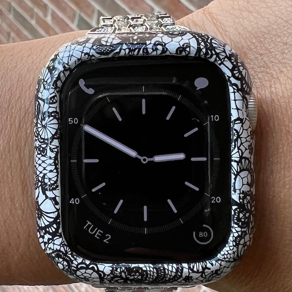 Funda para Apple Watch con diseño de encaje y parachoques, 38 mm, 40 mm, 41 mm, 42 mm, 44 mm y 45 mm, Series 3/4/5/6/SE/7/8/9 iwatch