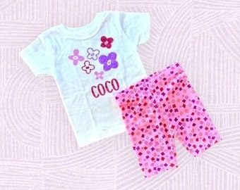 Personalized Short Set for Girl, Toddler Bike Short, Spring Break Clothes, Floral Shirt for Baby, Bday Gift for Granddaughter, Flower Shorts