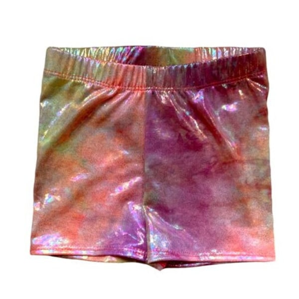 Metallic Biker Short for Toddler Girl, Tie Dye Short Baby, Holographic Short, Bday Gift for Granddaughter, Tween Dancewear, Booty Short