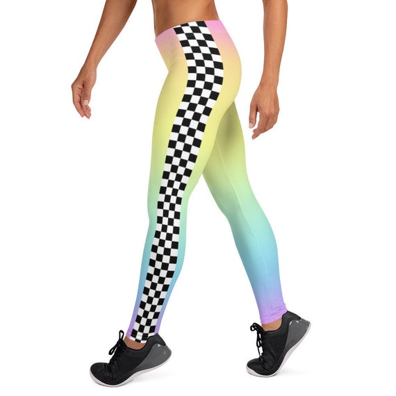 leggings with checkered stripe
