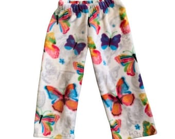 Pantalon pelucheux pour fille, pantalon papillon, vêtements de détente confortables, cadeau d'anniversaire pour petite-fille, bas en polaire pour tout-petit, cadeau pour amoureux des papillons