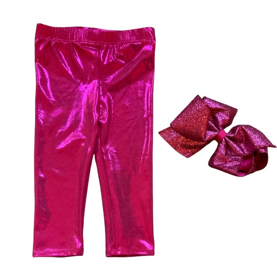 hot pink metallic leggings