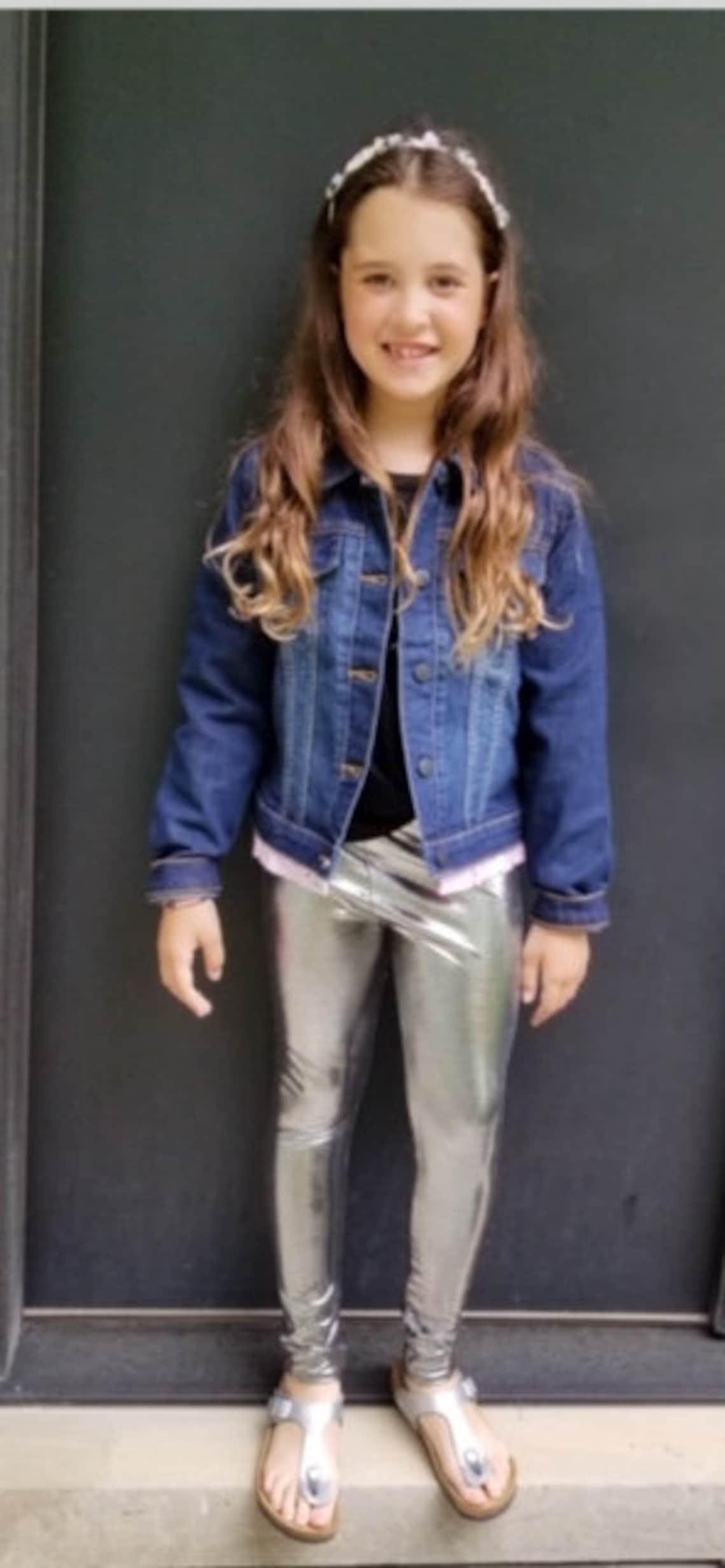 Kids Silver Metallic Leggings Girls or Unisex Stretch Etsy