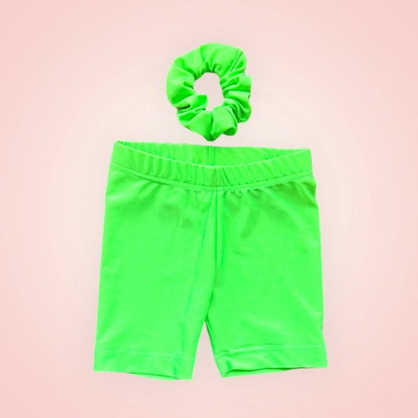 Neon Green Short for Kid, Bike Short, Cute Summer Clothes for Girl, Spandex Shorts Baby Boy, Bday Gift for Granddaughter, Tween Dancewear