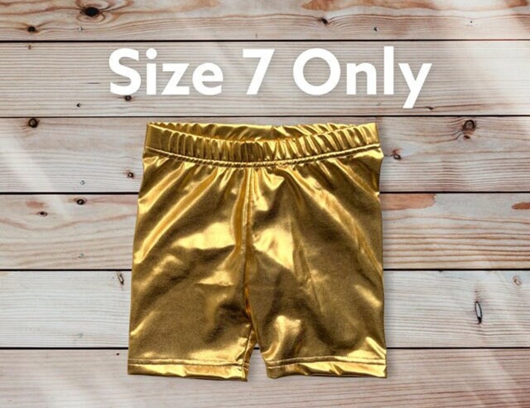 Girls Bike Shorts Gold Lame Shorts Girls Shorts Size 7 Etsy