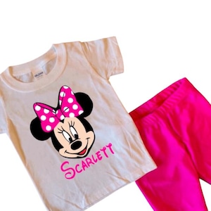 Custom Minnie Mouse Shirt and Short Set for Girl, Personalized Shirt, Cruise Outfit Baby, Hot Pink Bike Short for Toddler, Clothes for Tween