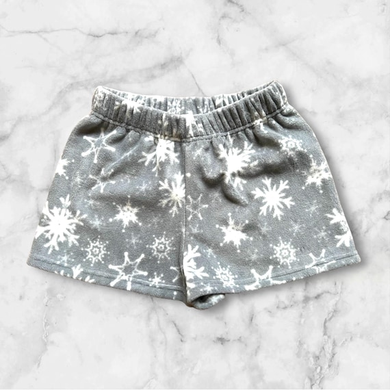 Christmas Snowflake Pajama Shorts Women, Fuzzy PJ Short, Christmas