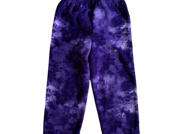 Kids Purple Tie Dye Fleece Lounge Pant, Fuzzy Winter Pant, Bday Gift to Grandkid, BFF Gift, Soft Warm PJ Bottom for Toddler, Gender Neutral