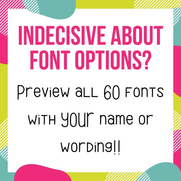 Custom Name Font Preview of all 60 Font Options