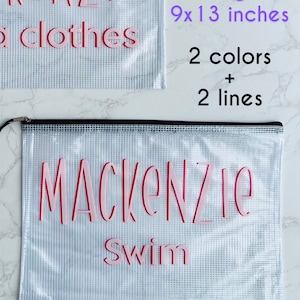 GROSSE Namens-Reißverschlusstasche, personalisierte Pool-Tasche, Windeltasche, Bikini-Tasche, Name Pool-Tasche, nasse trockene Pool-Beutel, Strandtasche, wasserfeste Tasche