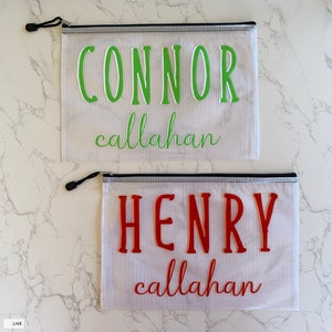 GROSSE Namens-Reißverschlusstasche, personalisierte Pool-Tasche, Windeltasche, Bikini-Tasche, Name Pool-Tasche, nasse trockene Pool-Beutel, Strandtasche, wasserfeste Tasche