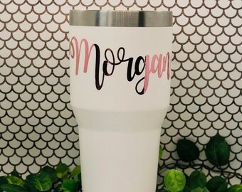 ROSE GOLD Custom Vinyl Decal Rose Gold Vinyl Sticker Rose Gold Decal Rose Gold Hydro Flask Sticker Rose Gold Name Designs by Morgan Leigh