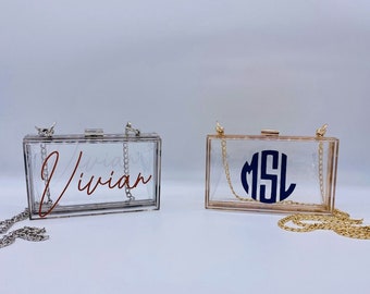 Clear Game Day Purse Custom Acrylic Clutch Custom Clear Stadium Purse College Football Purse Monogram Stadium Bag Designs by Morgan Leigh