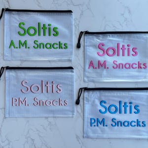 Kid&#39;s Snack Bag, School Snack Bag, Small Name Zipper Bag 2 Lines, Custom Zipper Pouch, Name School Snack Bag, Lunchbox Organization Snackies