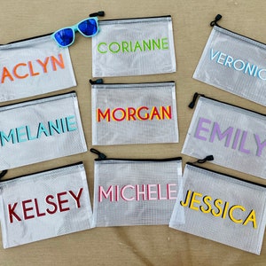 Kleine Namens-Reißverschlusstasche, Bikinibeutel, Name Pool-Tasche, nass trockene Pool-Beutel, Strandtasche, wasserdichte Tasche, personalisierte Pool-Tasche, Windeltasche