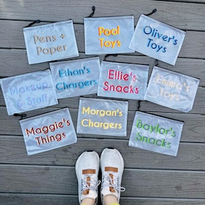 Kleiner Namens-Reißverschlussbeutel 2 Zeilen, Beutel, Name Pool-Beutel, nasser trockener Pool-Beutel, Strandtasche, wasserdichte Tasche, personalisierte Pooltasche, Windeltasche