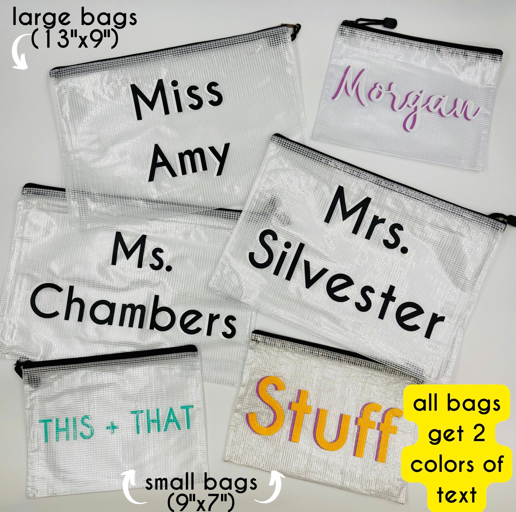 Personalized Name Mesh Zipper Pouch Bags classroom organization and storage A4 Size Board Game Storage Zipper Bags for Organizing, Plastic Zipper Pouch Puzzle Storage