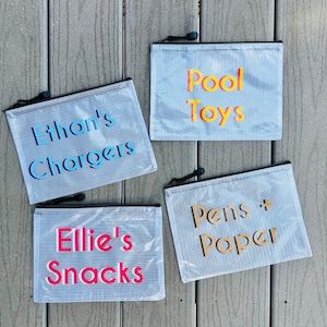 Kleiner Namens-Reißverschlussbeutel 2 Zeilen, Beutel, Name Pool-Beutel, nasser trockener Pool-Beutel, Strandtasche, wasserdichte Tasche, personalisierte Pooltasche, Windeltasche