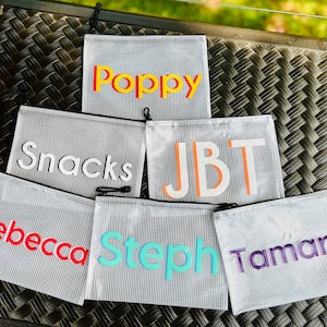 Kleine Namens-Reißverschlusstasche, Bikinibeutel, Name Pool-Tasche, nass trockene Pool-Beutel, Strandtasche, wasserdichte Tasche, personalisierte Pool-Tasche, Windeltasche