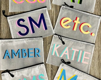 Kleine Namens-Reißverschlusstasche, Bikinibeutel, Name Pool-Tasche, nass trockene Pool-Beutel, Strandtasche, wasserdichte Tasche, personalisierte Pool-Tasche, Windeltasche