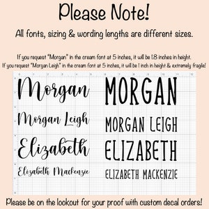 K&ouml;nnte beinhalten: Ein Rasterbild, das den H&ouml;hen- und L&auml;ngenunterschied verschiedener Namen in verschiedenen Schriftarten zeigt. Die Namen sind "Morgan", "Morgan Leigh", "Elizabeth" und "Elizabeth Mackenzie". Das Bild zeigt, dass die Schriftgr&ouml;&szlig;e und die L&auml;nge der Namen erheblich variieren k&ouml;nnen.
