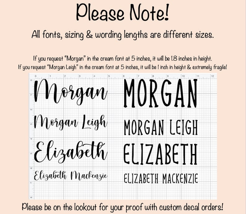K&ouml;nnte beinhalten: Ein Rasterbild, das den H&ouml;hen- und L&auml;ngenunterschied verschiedener Namen in verschiedenen Schriftarten zeigt. Die Namen sind "Morgan", "Morgan Leigh", "Elizabeth" und "Elizabeth Mackenzie". Das Bild zeigt, dass die Schriftgr&ouml;&szlig;e und die L&auml;nge der Namen erheblich variieren k&ouml;nnen.