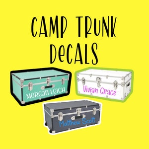 Summer Camp Trunk Decal Camp Stickers Custom Camp Decals Camp Trunk Name Camp Trunk Monogram Boys Camp Trunk Girls Camp Trunk Kids Decals image 1