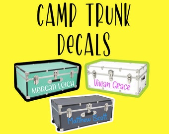 Summer Camp Trunk Decal Camp Stickers Custom Camp Decals Camp Trunk Name Camp Trunk Monogram Boys Camp Trunk Girls Camp Trunk Kids Decals