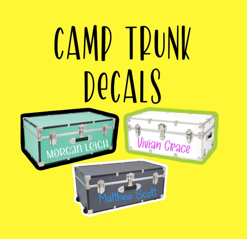 Summer Camp Trunk Decal Camp Stickers Custom Camp Decals Camp Trunk Name Camp Trunk Monogram Boys Camp Trunk Girls Camp Trunk Kids Decals image 1