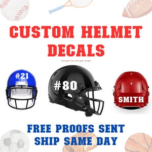 Decalcomania per casco da football, adesivo con nome per casco, adesivo da calcio, decalcomania per casco da football, decalcomania per nome college, decalcomania per numero di calcio