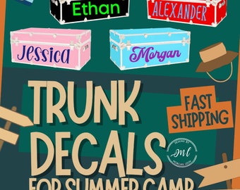 Summer Camp Trunk Decal Camp Stickers Custom Camp Decals Camp Trunk Name Camp Trunk Monogram Boys Camp Trunk Girls Camp Trunk Kids Decals