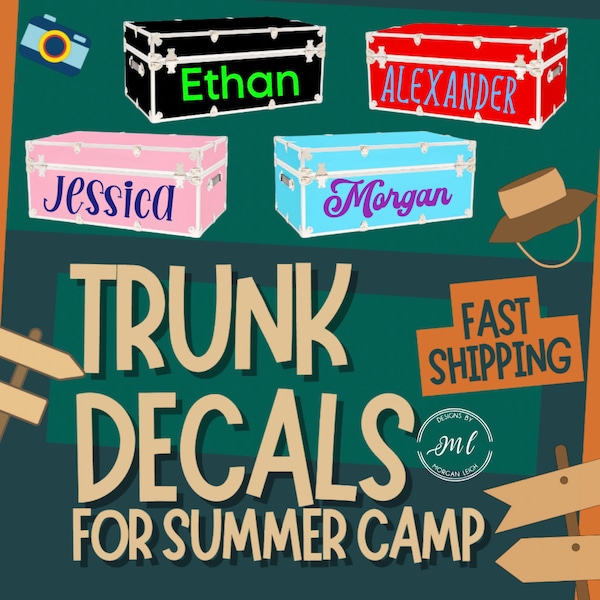 Summer Camp Trunk Decal Camp Stickers Custom Camp Decals Camp Trunk Name Camp Trunk Monogram Boys Camp Trunk Girls Camp Trunk Kids Decals