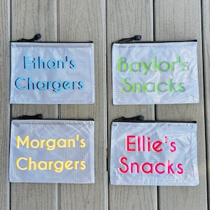 Kleiner Namens-Reißverschlussbeutel 2 Zeilen, Beutel, Name Pool-Beutel, nasser trockener Pool-Beutel, Strandtasche, wasserdichte Tasche, personalisierte Pooltasche, Windeltasche
