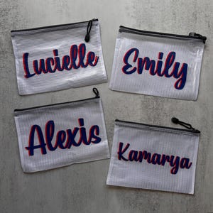 Cursive Kleine Name Reißverschluss Tasche, Bikini Tasche, Name Pool Tasche, Nass Trocken Pool Beutel, Strandtasche, Wasserdichte Tasche, Personalisierte Pool Tasche