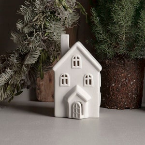 Candle house no. 12, Advent house, Christmas candle house, Christmas candlestick, ceramic, white