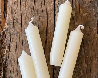 Set of 10 candles, 11 cm, rustic candle, white, stick candle, candle