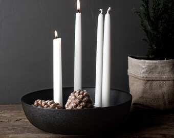 Candlestick quadruple, Advent candlestick, black, for four candles, candle bowl Christmas candlestick