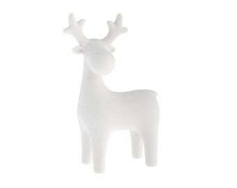 White ceramic reindeer, decorative reindeer, Christmas reindeer, ceramic, white, standing, large