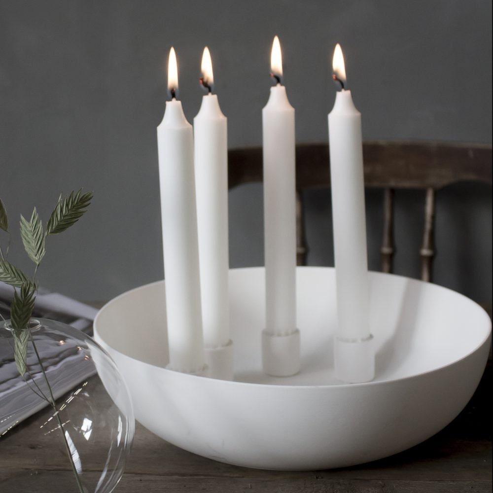 Candlestick quadruple, Advent candlestick, white, for four candles, q…