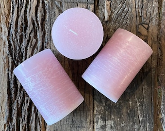 Pillar candle, candle, rustic candle, 10 cm high, pink, light pink