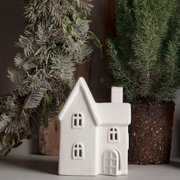 Candle house no. 11, Advent house, Christmas candle house, Christmas candlestick, ceramic, white