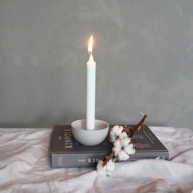 Candle Holder Candlestick Candle Bowl Light Grey Mini Etsy