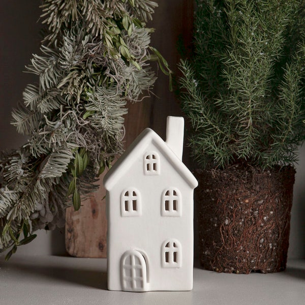 Candle house no. 10, Advent house, Christmas candle house, Christmas candlestick, ceramic, white