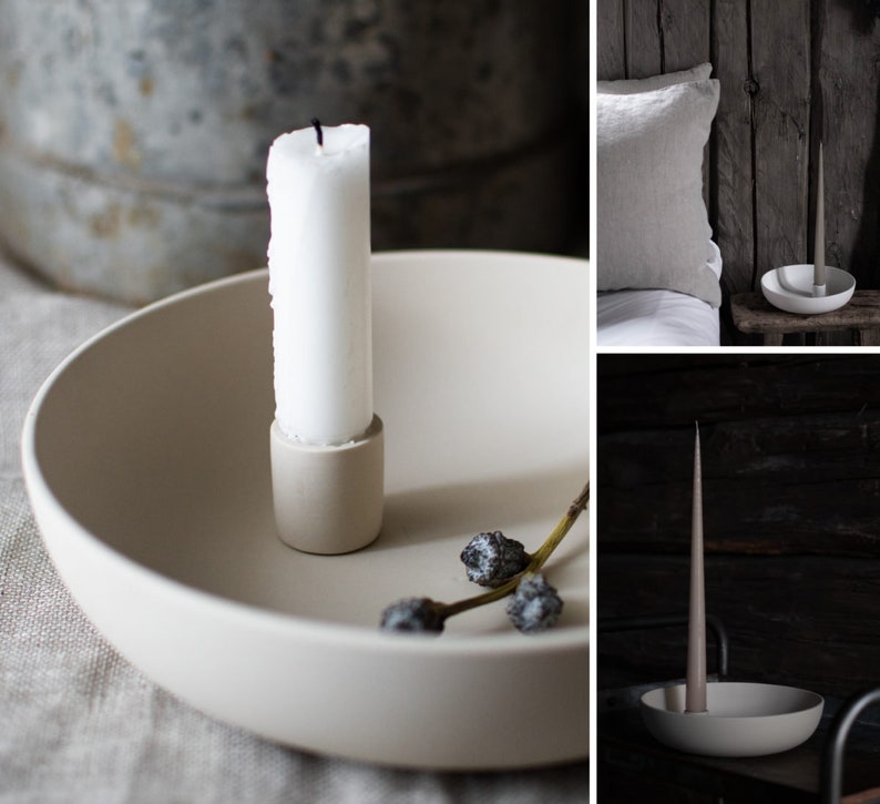 Candle holder candlestick candle bowl beige largest size Etsy