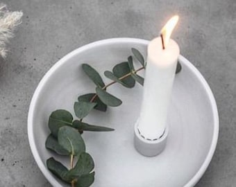 Candle holder, candlestick, candle bowl, light gray, small