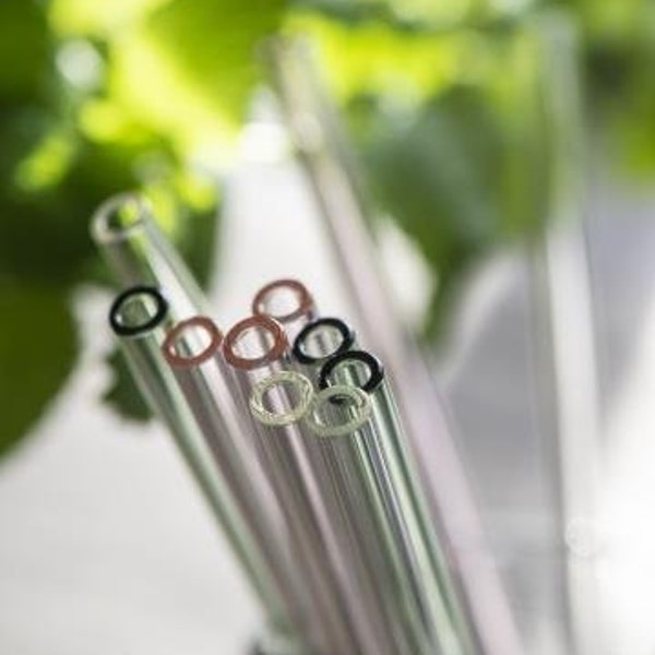 Glasstrohhalme, Strohalme aus Glas, rosa, grün, klar - 8er Set mit Reinigungsbürste