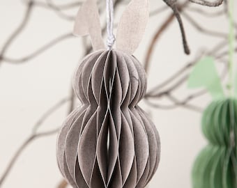 Easter bunny pendant, paper bunny, bunny for hanging, folding paper bunny with ears, brown