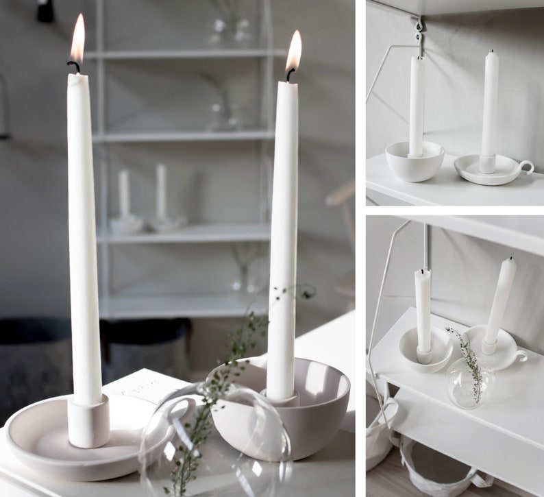 Candle Holder Candlestick Candle Bowl Light Grey Mini Etsy